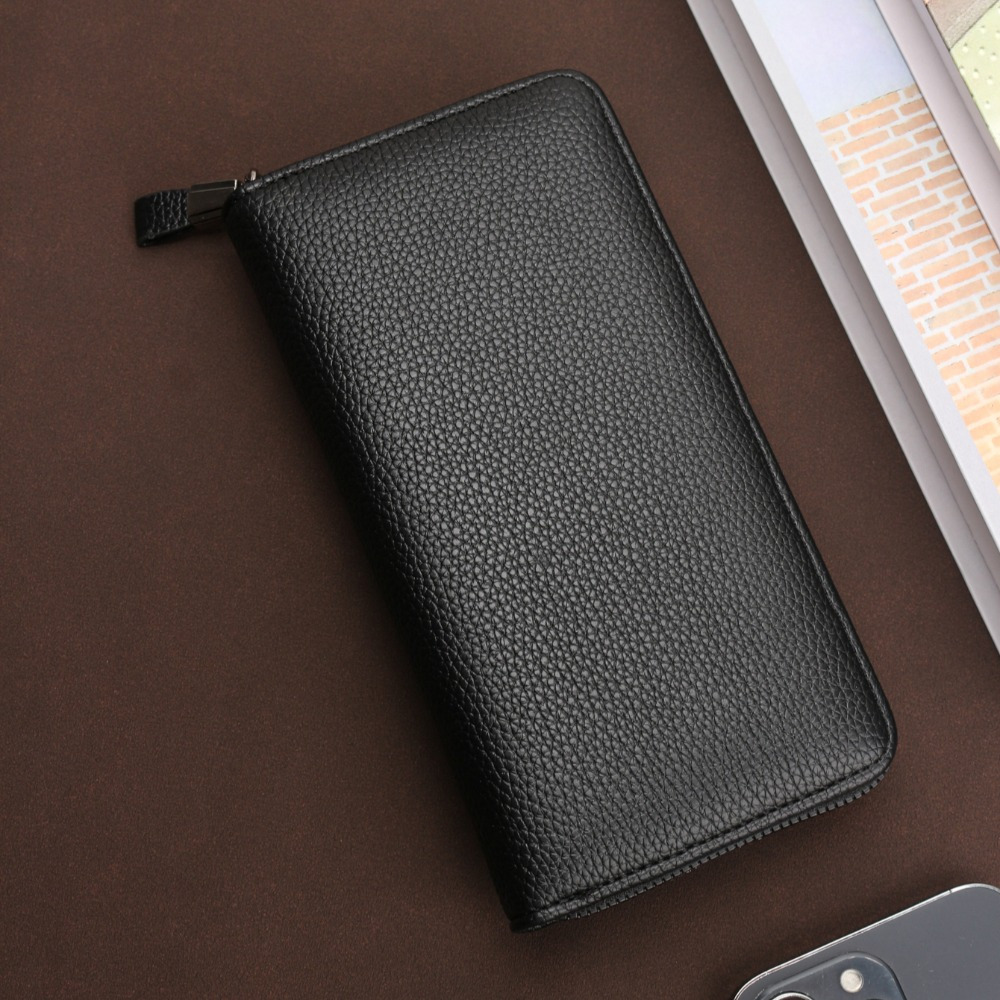 Image of Women's Clutch Bag Fashion Men's Clutch Bag Double Zipper Large Capacity Multi-card Portable Wristlet Men's Holiday Anniversary Gift