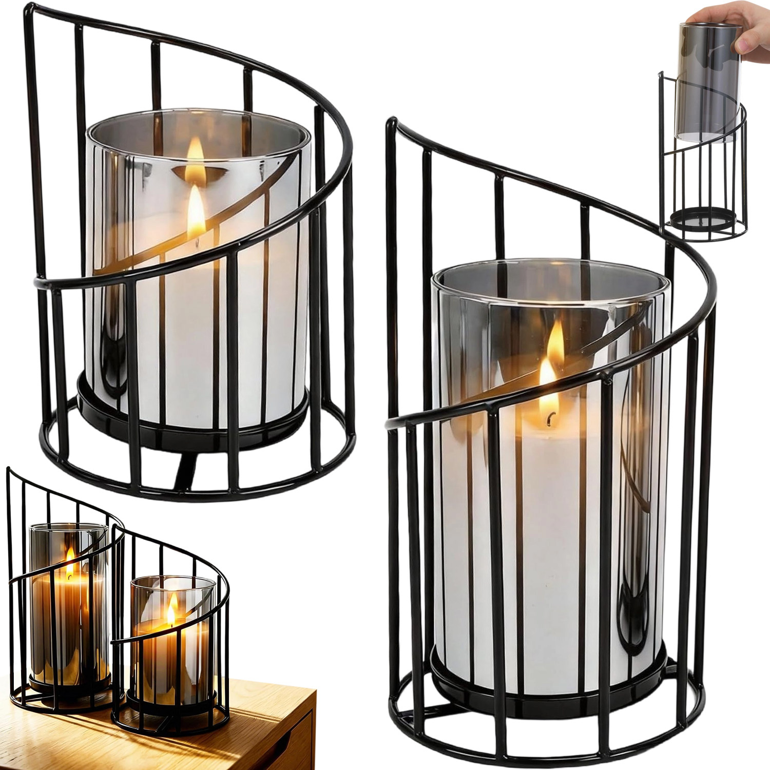 Image of 2pcs Candlesticks, Geometric Candle Holders For Dining Table Centerpiece, Indoor And Outdoor Home Decoration
