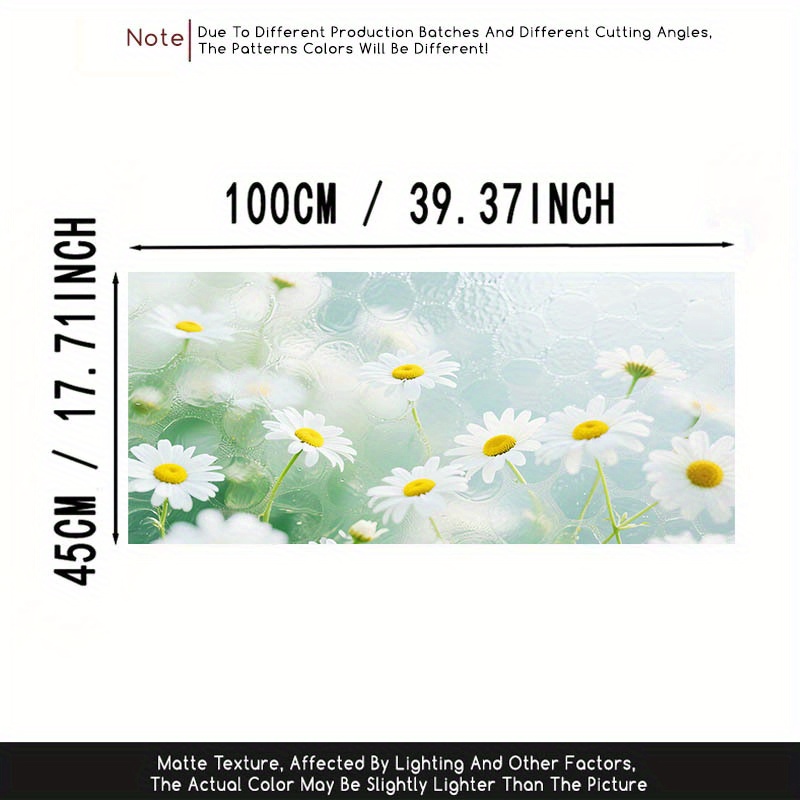 TEMU 1pc 2d/flat Frosted Glass Film Daisy Flower Pattern Electrostatic Window Decal, Transparent Pvc Static Cling Glass Door And Window Decoration,