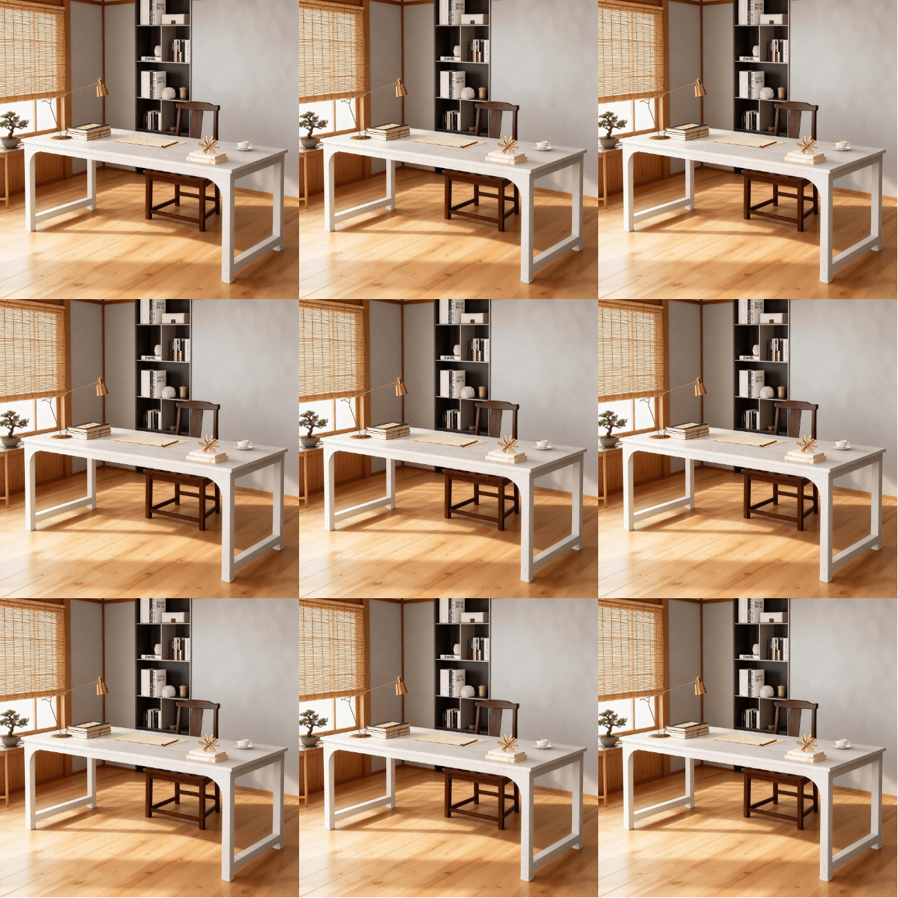 Modern -inch - Thicken Frame Large Computer Workstation, White Business Furniture For Home Office