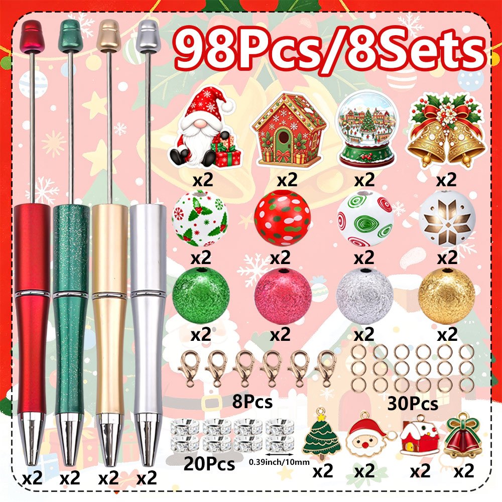 TEMU 8 Sets Of Christmas Tree Music Box Bells, Santa Claus Pendants, Ballpoint Pen Sets, Christmas Gifts, Office Supplies