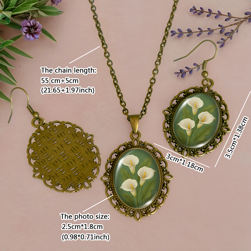 3pcs Calla Lily Necklace & Earring Set