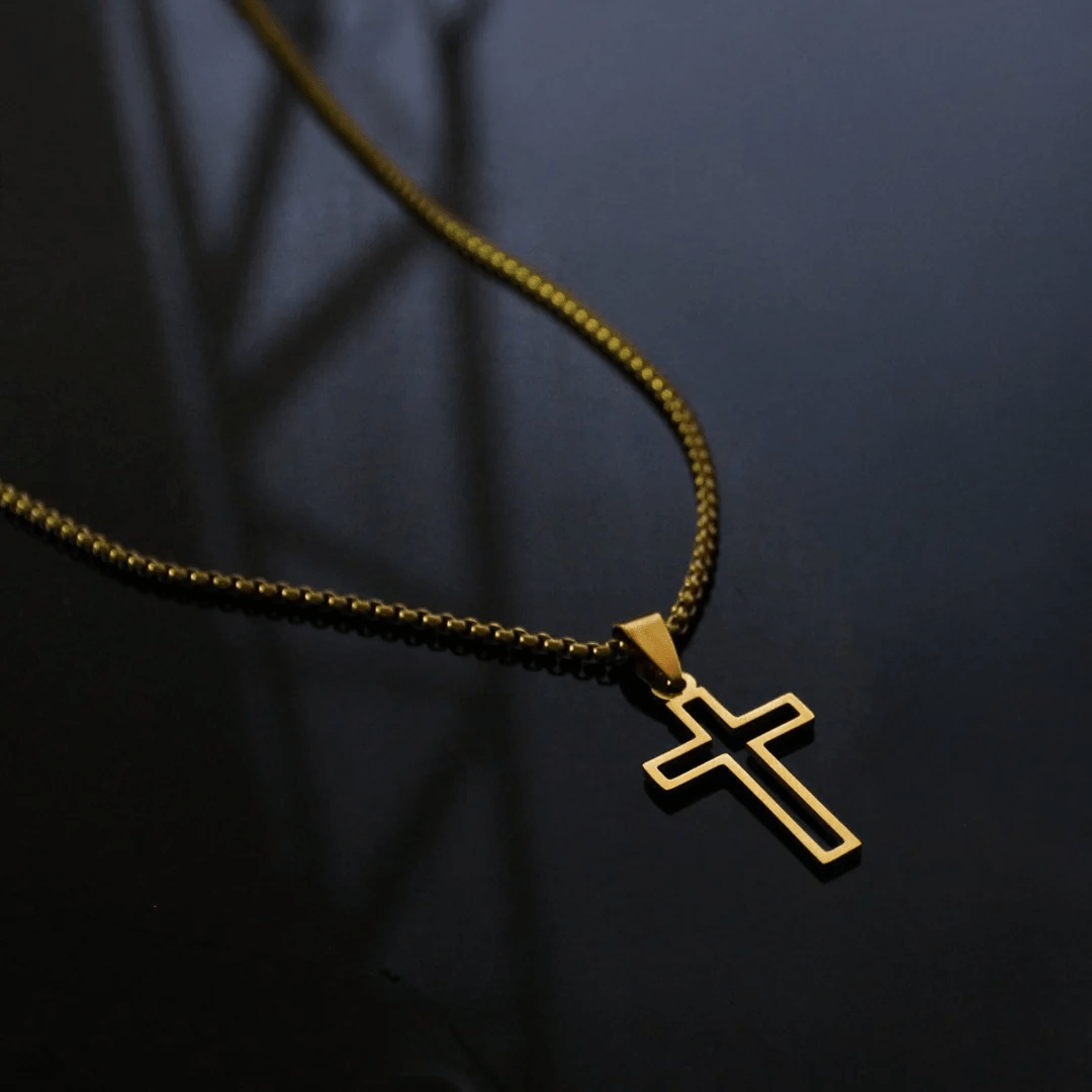Men's Vintage Punk Hollow-Out Cross Pendant Necklace