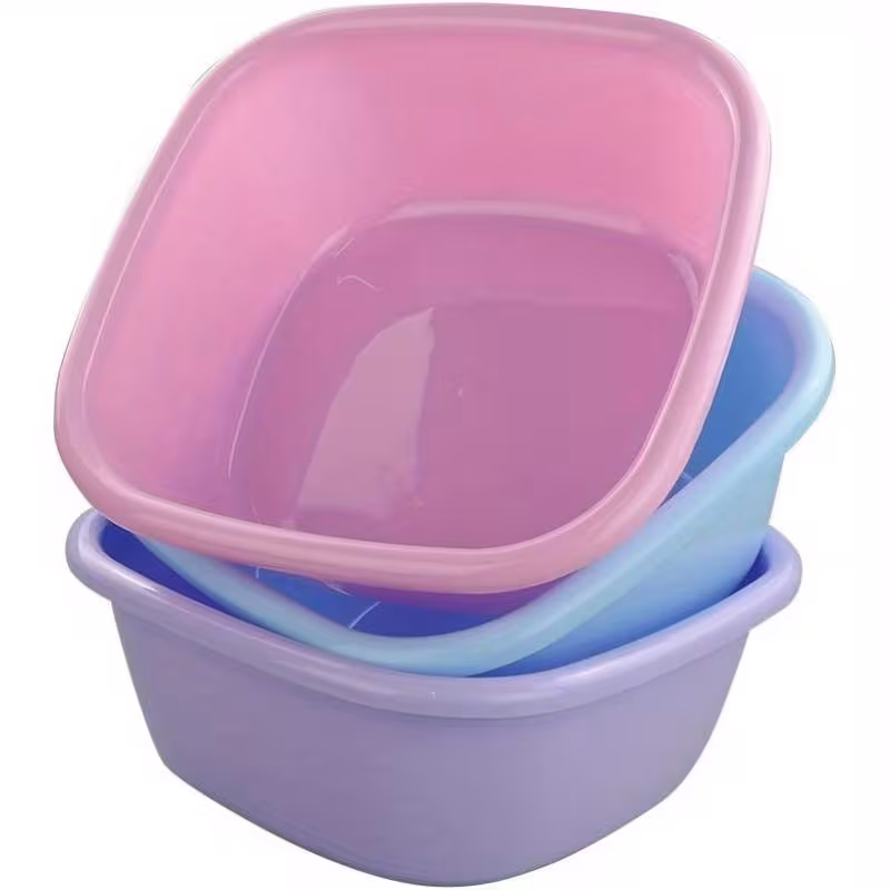 set of 3 heavy duty 12 quart 11 4 plastic square buckets stackable purple blue lightweight durable storage containers with easy clean lids for laundry camping compatible with shelves buckets Product details 0