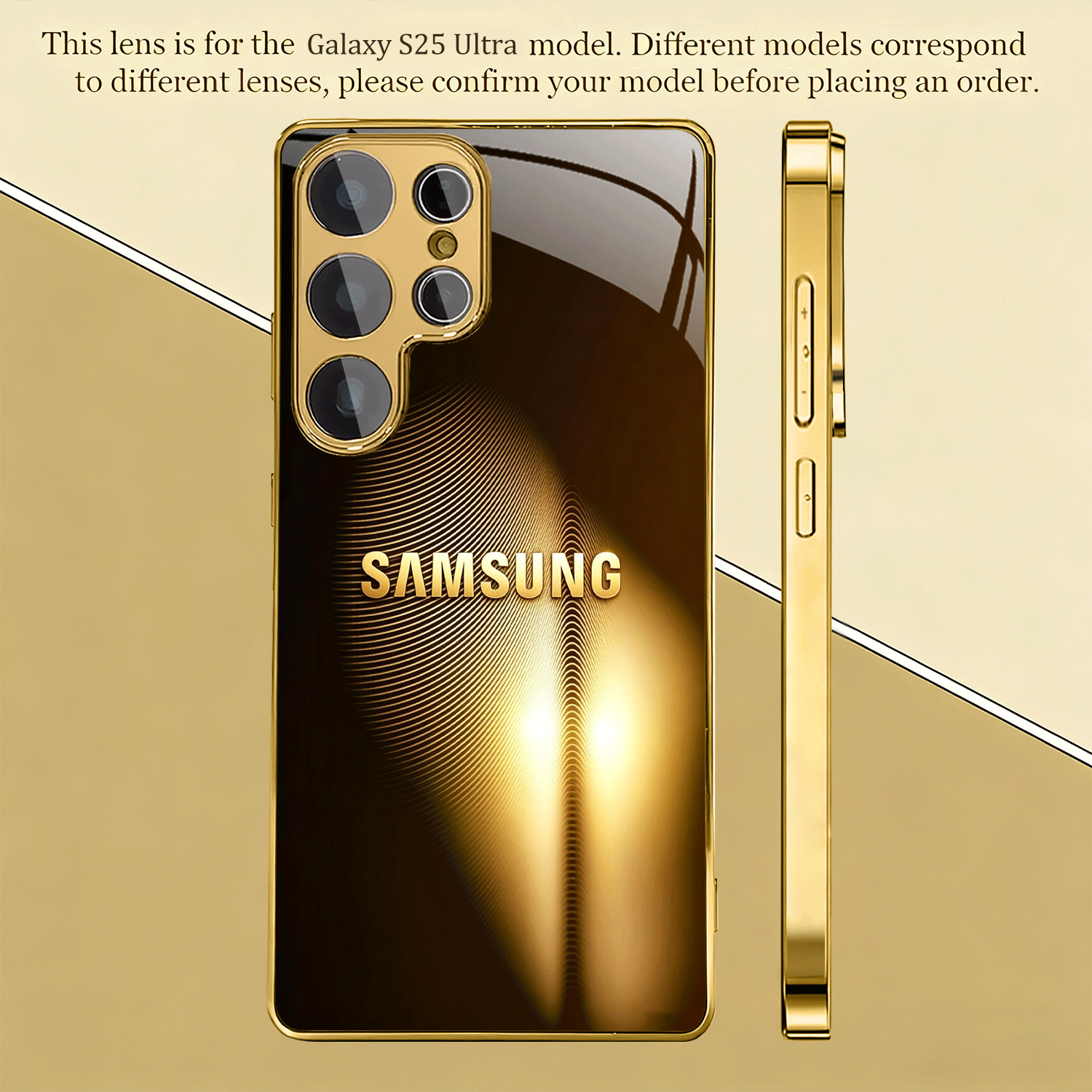 TEMU Phone Case - Suitable For Gift Black Golden Gradient Wave Light Effect Pattern Business Electroplated Case Suitable For For S26/s26 Plus/s26