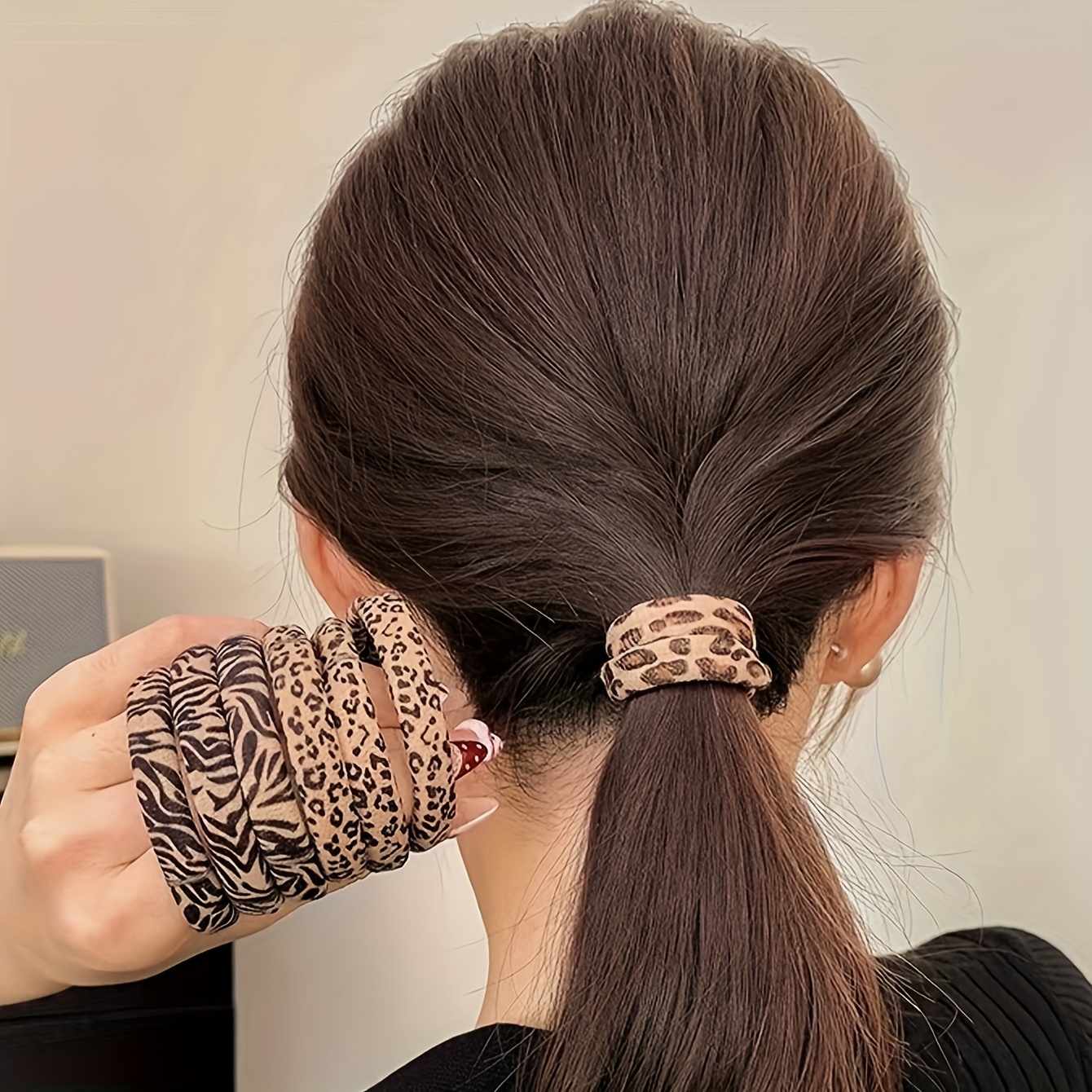 10 Women's Fashion High Elasticity Leopard Print Hair Ties  Ponytail Bun Rubber Bands Fashion Versatile Daily Basic Hair Ties