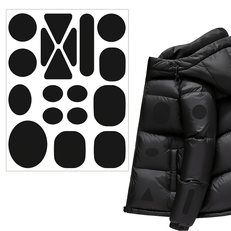 1set Of Black Self-adhesive Cloth Patch, Suitable For Down Jacket And Clothing, Easy To Stick