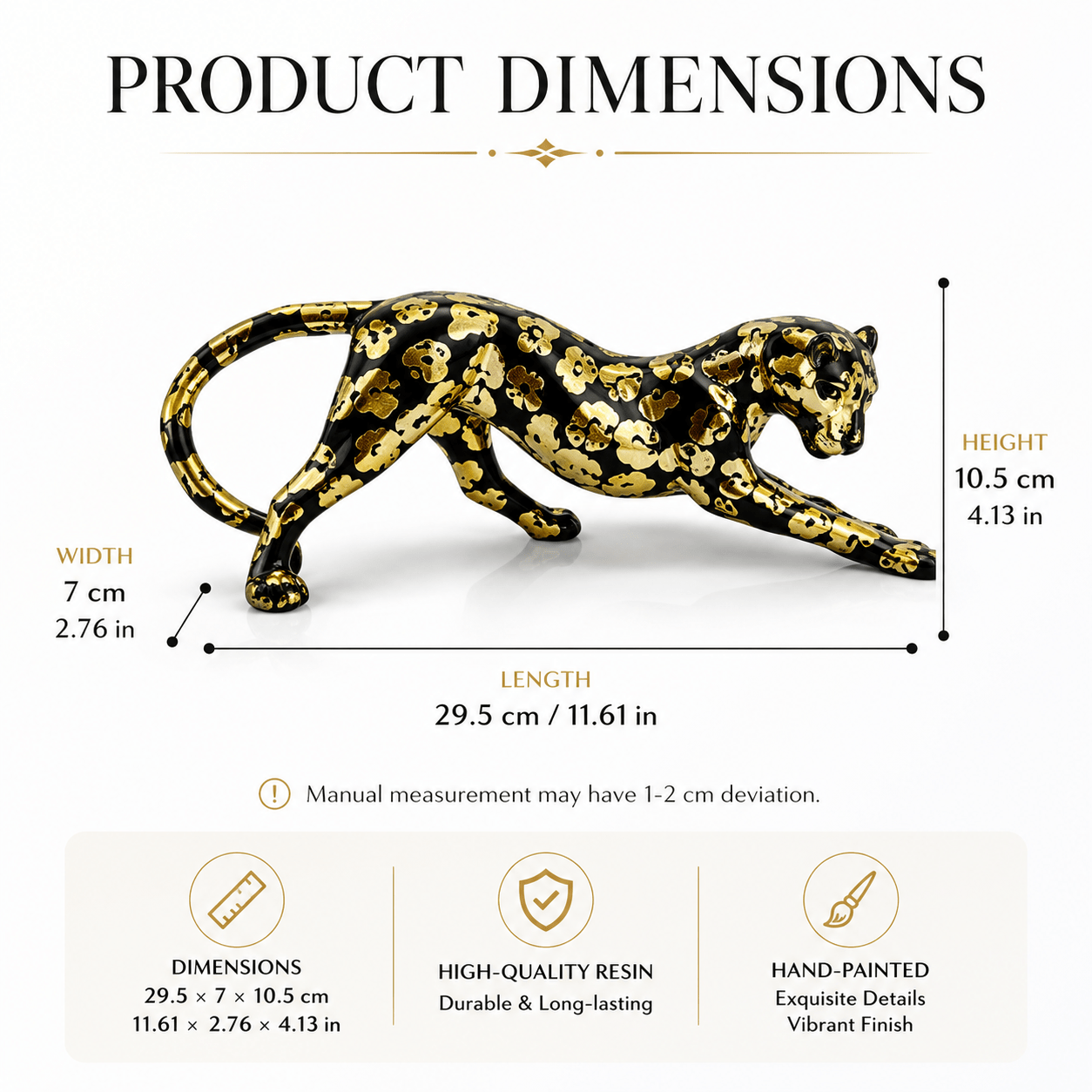 Image of Black Figurine, Resin Leopard Statue, Hand-painted Animal Sculpture Tabletop Ornament For Living Room, Office And Home Decoration