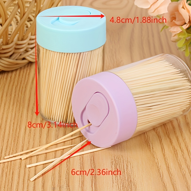 

500pcs Bamboo Toothpicks, Natural, Disposable, With Flip Cylinder Container, For Home, Restaurant & Hotel Use