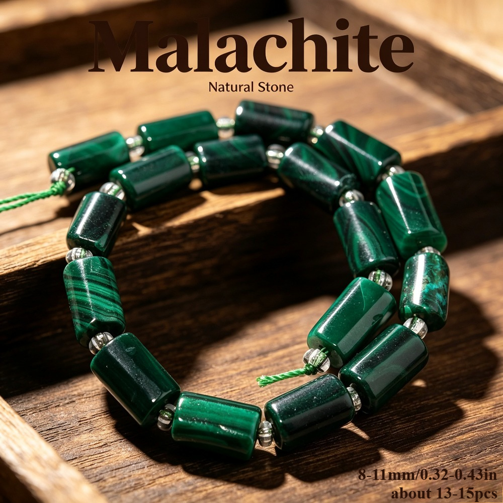 TEMU Perline AA in di malachite verde - Colonna adatta per creazione di gioielli fai da te, bracciali, collane, orecchini, accessori per , regali e