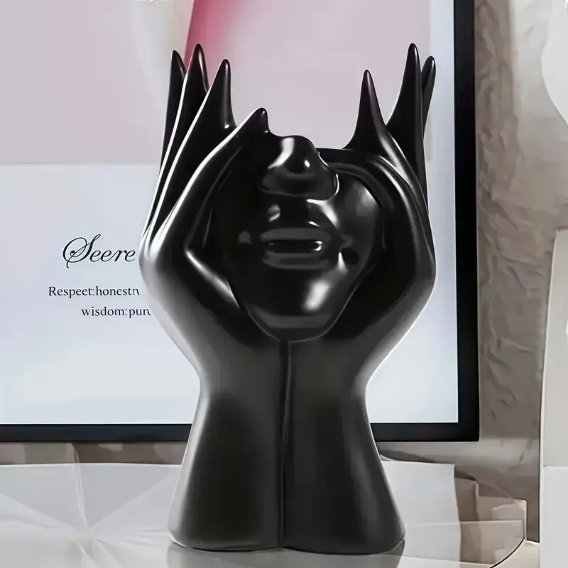 TEMU Porta Pennelli Trucco a Forma di Corpo in Resina Anti-Caduta da Tavolo, Scatola Portaoggetti Creativa a Forma , Porta Penna , Organizer per