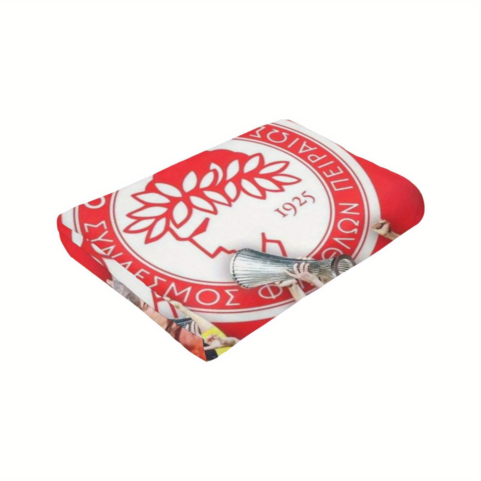 olympiakos 1925 athletic fleece blanket – red white Temu Bahrain
