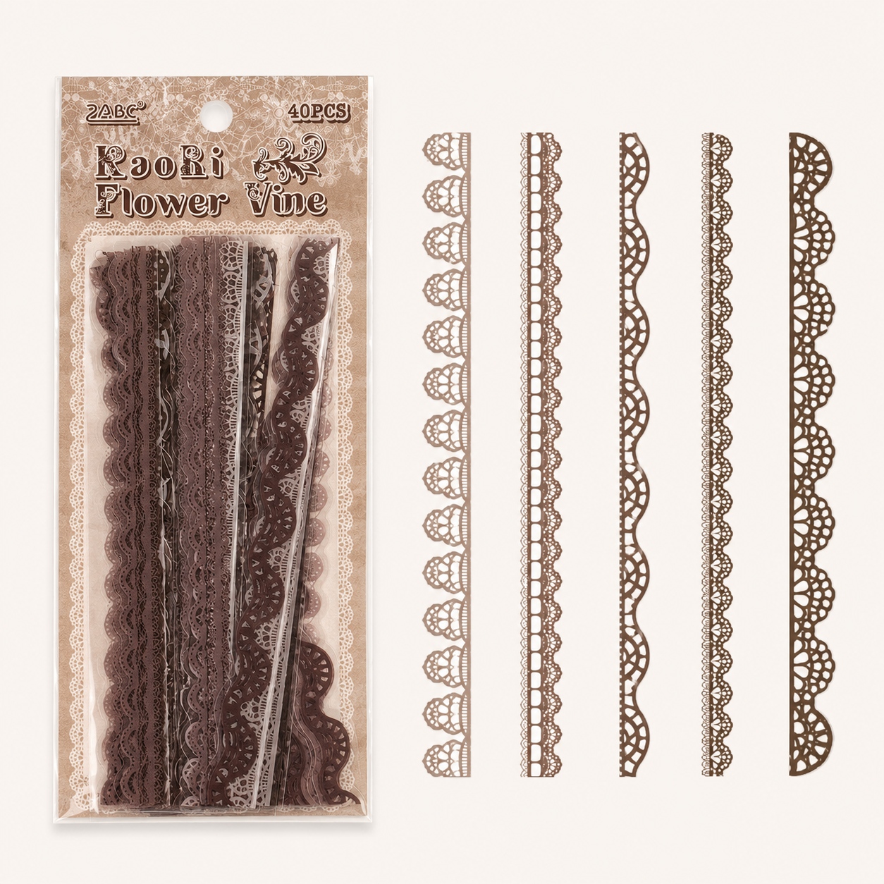 40pcs PET Transparent Lace Border Stickers for Scrapbooking