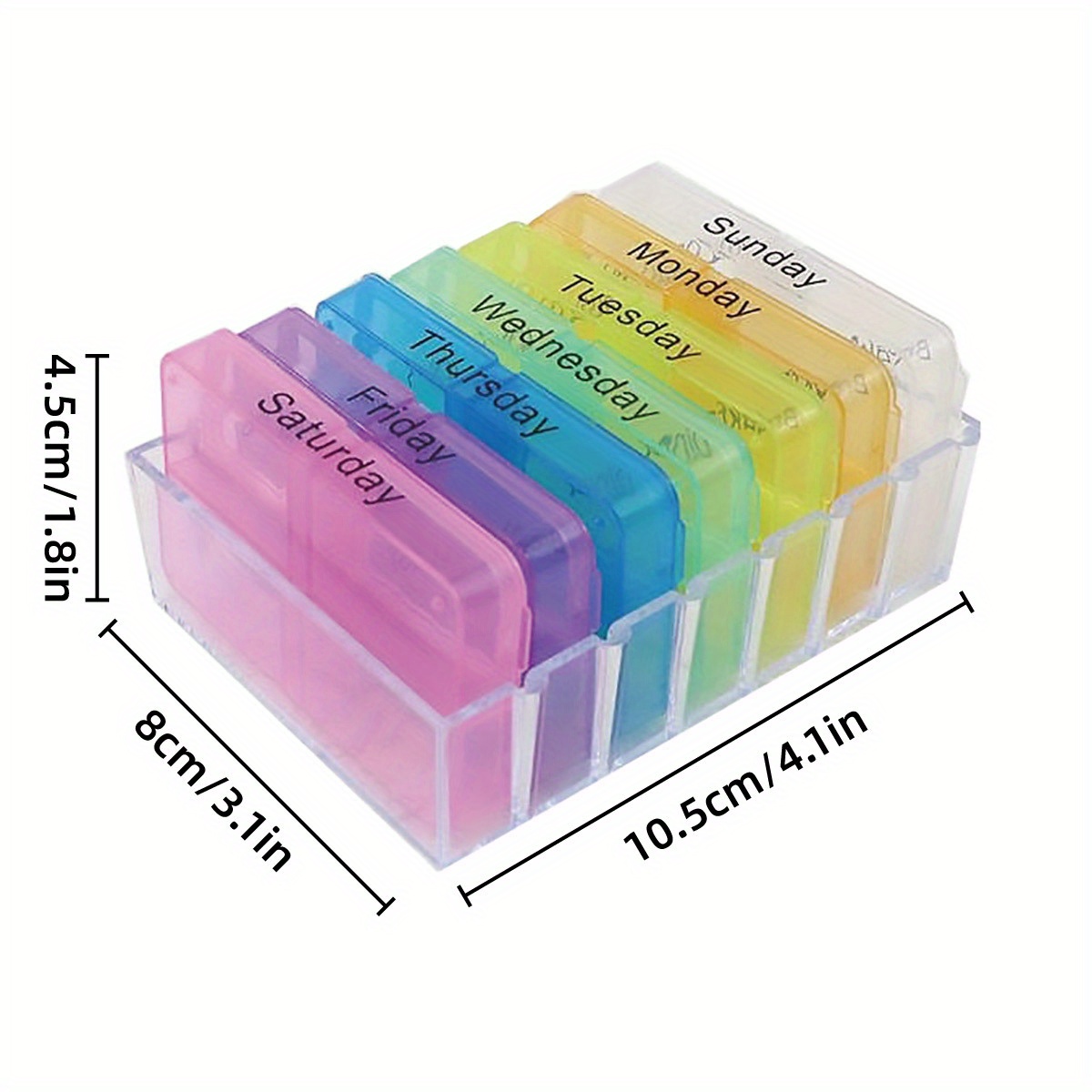 7-Day Weekly Pill Organizer - 4 Times a Day Medicine Box with Color-Coded Compartments, Food-Safe Plastic, Transparent Large Pill Case for Vitamins & Medicines, Vitamin Storage, Vibrant Design, Clear Plastic, Daily Medication Management, Hygienic Storage, Healthconscious Users