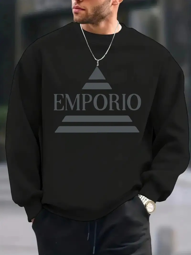 Heren Emporio Logo Print Oversized Witte Trui - Zware Casual Pullover, Lange Mouwen Ronde Hals, Grote Merkborstlettering, Wasmachinebestendig  voor Informele Kledij & Buitenactiviteiten (Iconisch Logo-Design), Herenkleding, Sweatshirt voor Heren, Heren Truien en Sweaters, Trui voor Heren, Heren Sweatshirts, Winterkleding voor Mannen, Heren Sweatshirts, Heren Sweatshirts Heren Sweatshirts voor Mannen, Truien voor Mannen, Heren Overhemden met Lange Mouwen, Herenkleding,