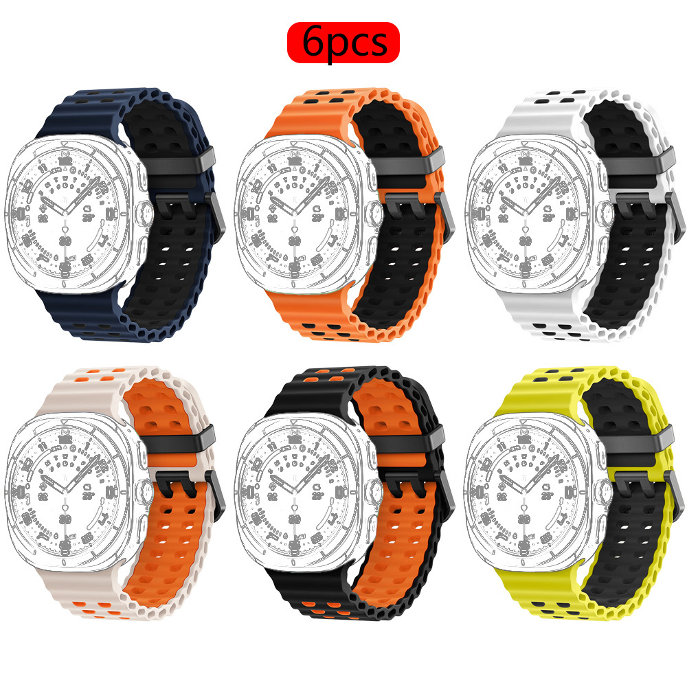 

pour Samsung Ultra Bracelet 47Mm Accessoires Couleurs Sport Silicone Bracelet 7 Ultra Straps, Orange-Noir -Orange Noir-Orange Lime- Bleu de Minuit-Blanc pour Femmes Hommes