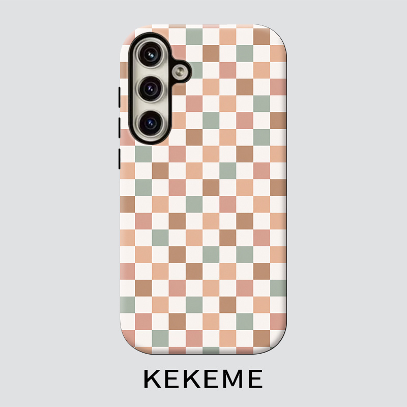 TEMU Phone Case: Kekeme Rice Powder Colorful Plaid -one Phone Case, Suitable For Galaxy S26 S25 S24 S23 S22 S21 S21+ S21 Fe Edge S20 A15 A16 A17 A23