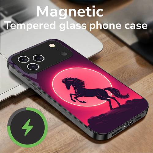 item picture phone case horse innovative premium magnetic tempered glass phone case suitable for iphone 11 12 13 17 max trendy high quality protective case ideal gift