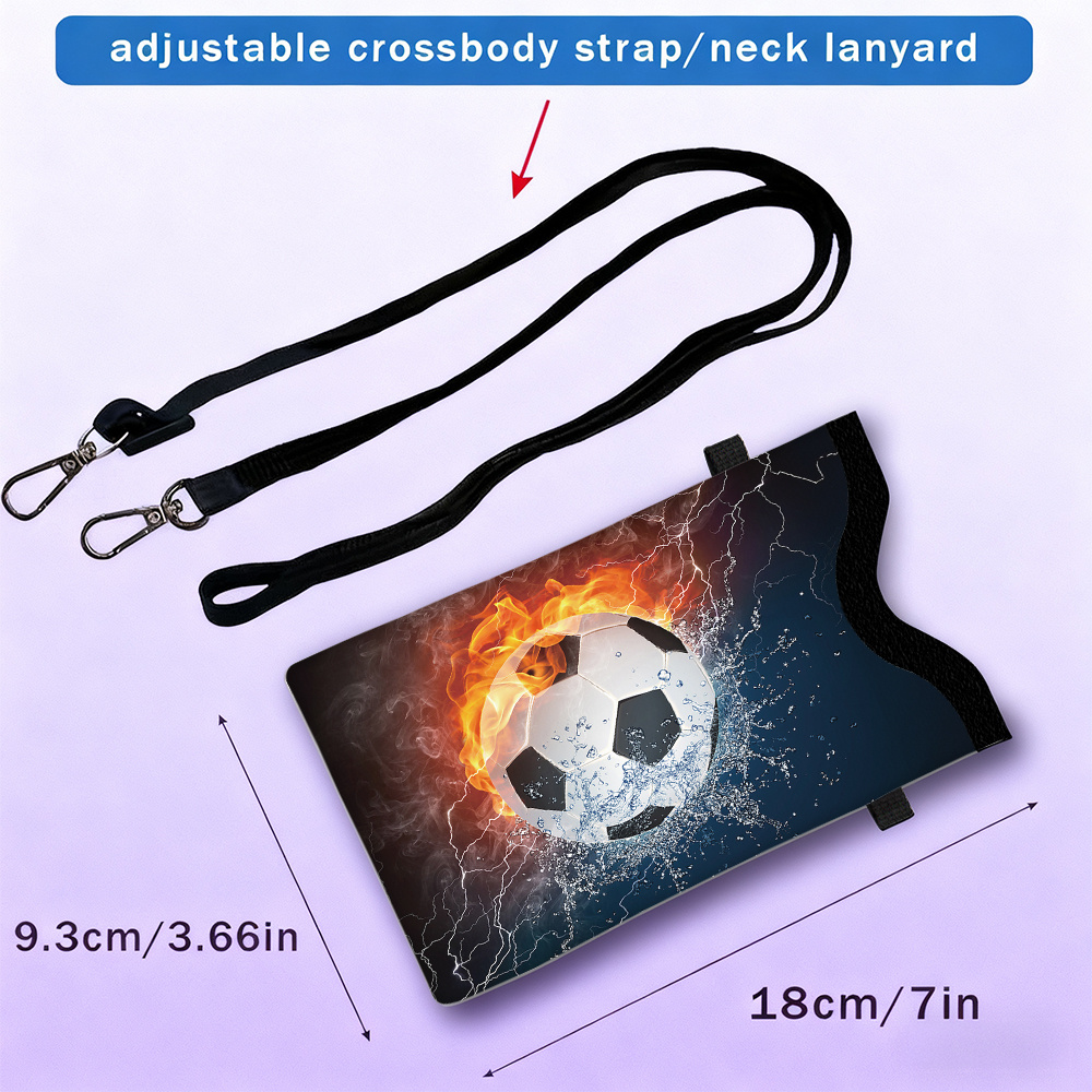 TEMU 1pc, Football, Sport, Éléments d'Eau, de Feu, de et d'Éclair, Étui de Téléphone en Similicuir Synthétique Imprimé Plat 2D avec une Sangle