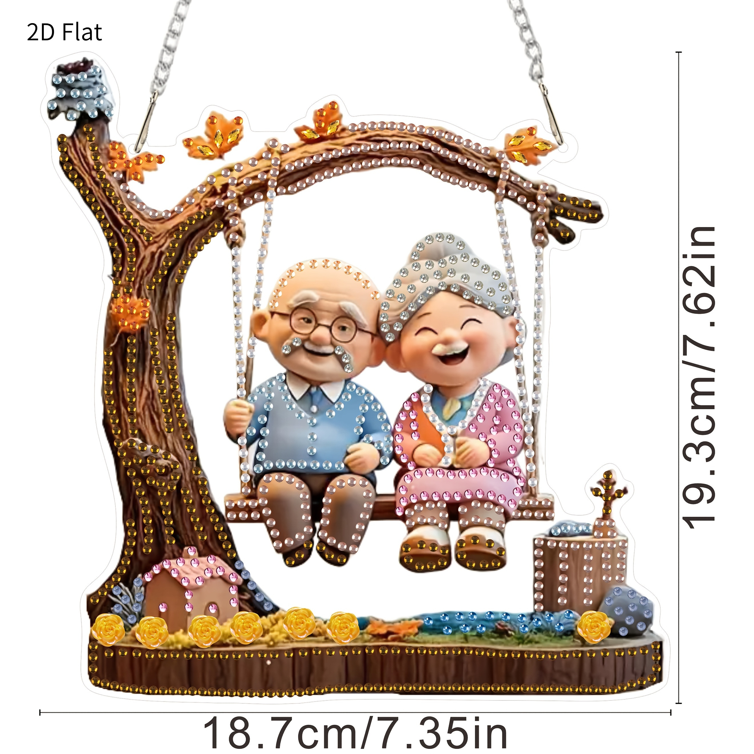 TEMU 2d Flat Father's Day And Gift Diy Diamond Painting Kit, Acrylic - Happy Old People - Decorations - Creative Handicrafts, Home Decoration, Unique