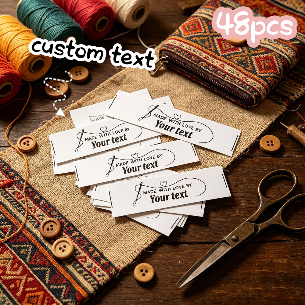 TEMU 48pcs Custom Labels, Customizable Text Labels, Minimalist Heart Labels, Vintage, Suitable For Gifting To Women, , , Suitable For Wedding