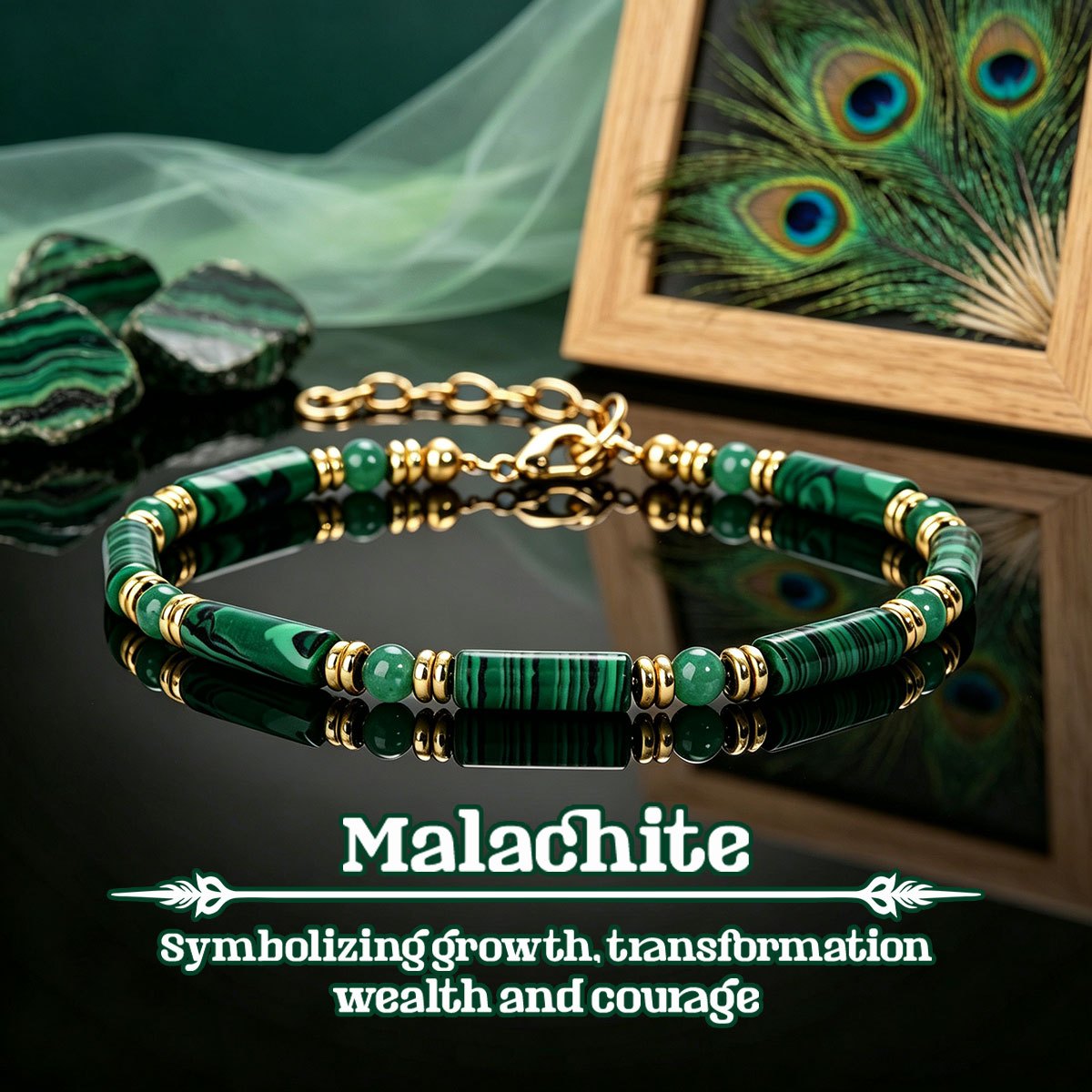 TEMU Pulsera de cuentas de de 6 mm para , pulsera de cadena dorada ajustable con piedra de natural de tubo, pulsera de crecimiento, transformación, y
