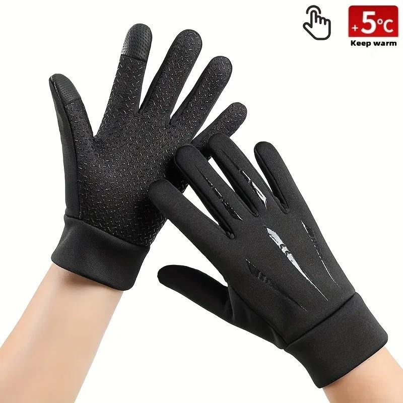 TEMU Winter Warm Touchscreen Gloves, Striped Full Finger Outdoor Sports Gloves For Cycling Hiking Skiing Running