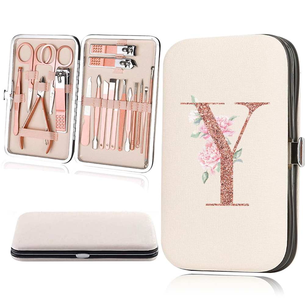 18pcs Rose Golden Nail Studio Set with Portable Storage Box