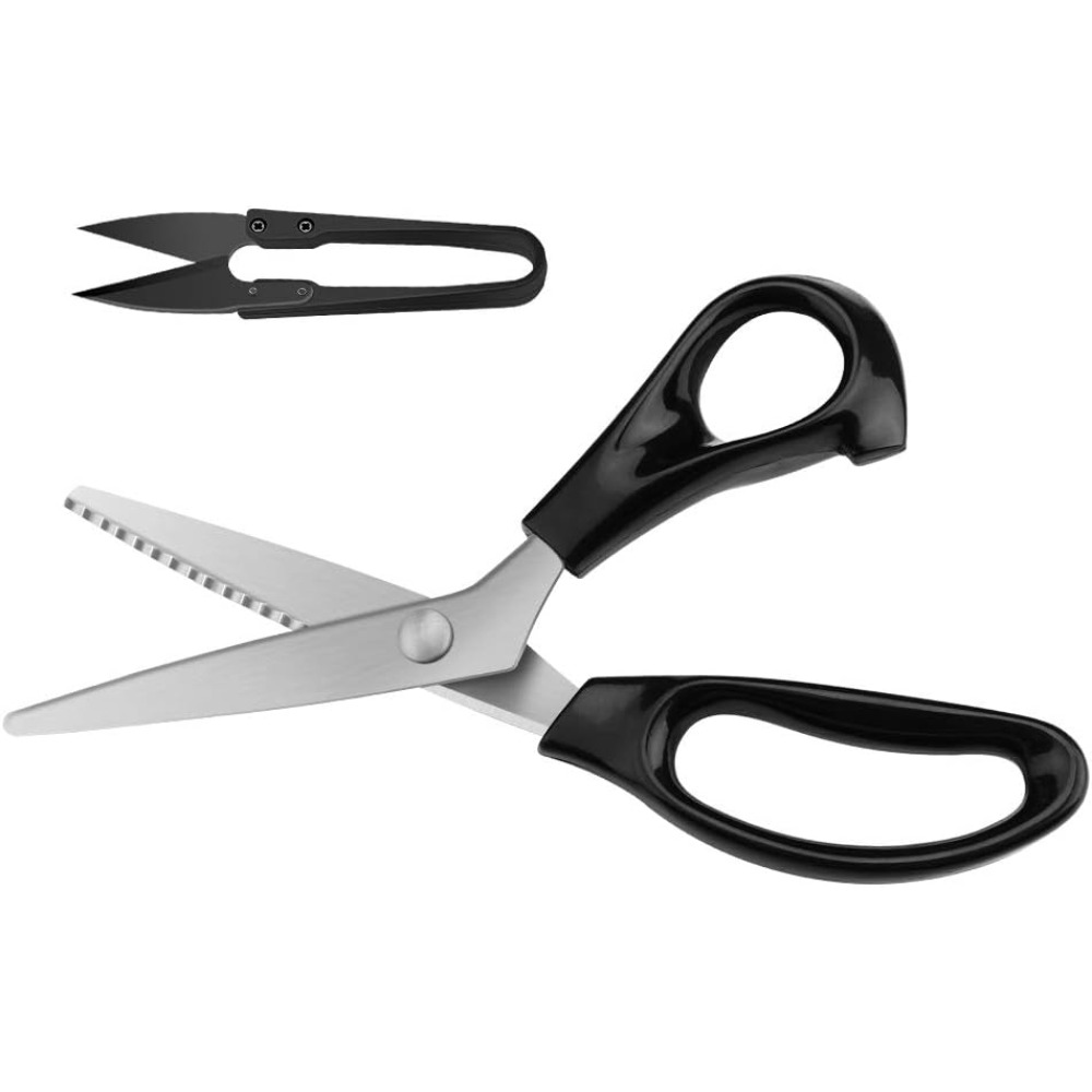 E-shop 2er-Set Stoff-Schneidzange, gezahnte Scheren, ergonomischer Griff, ultraskarp, professionelle Näh, Bastel- und Kleiderproduktion, Spitzenschere