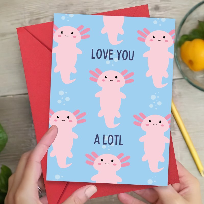 

1pc Cute Axolotl Valentine Card For Him/her - Anniversary Gift For Husband, Boyfriend, Wife, Girlfriend - Ideal For , Sweet Birthday Present, Valentine Card, Sweet Birthday Gift