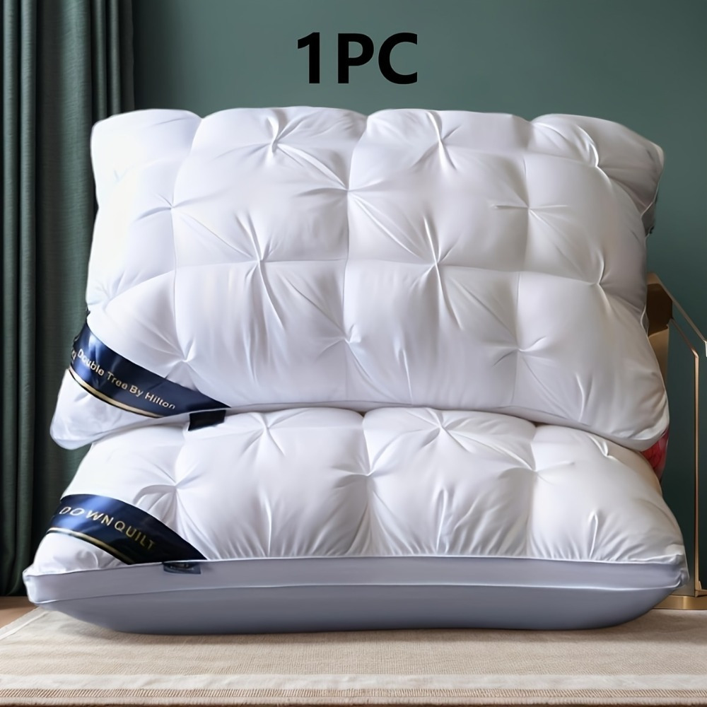 1-Pack Luxury 5-* Quality Pillow Deep Sleep Neck Support, High-Density  Non-Sagging Pillow with White Satin Cover 100% Polyester Fill, Vacuum 