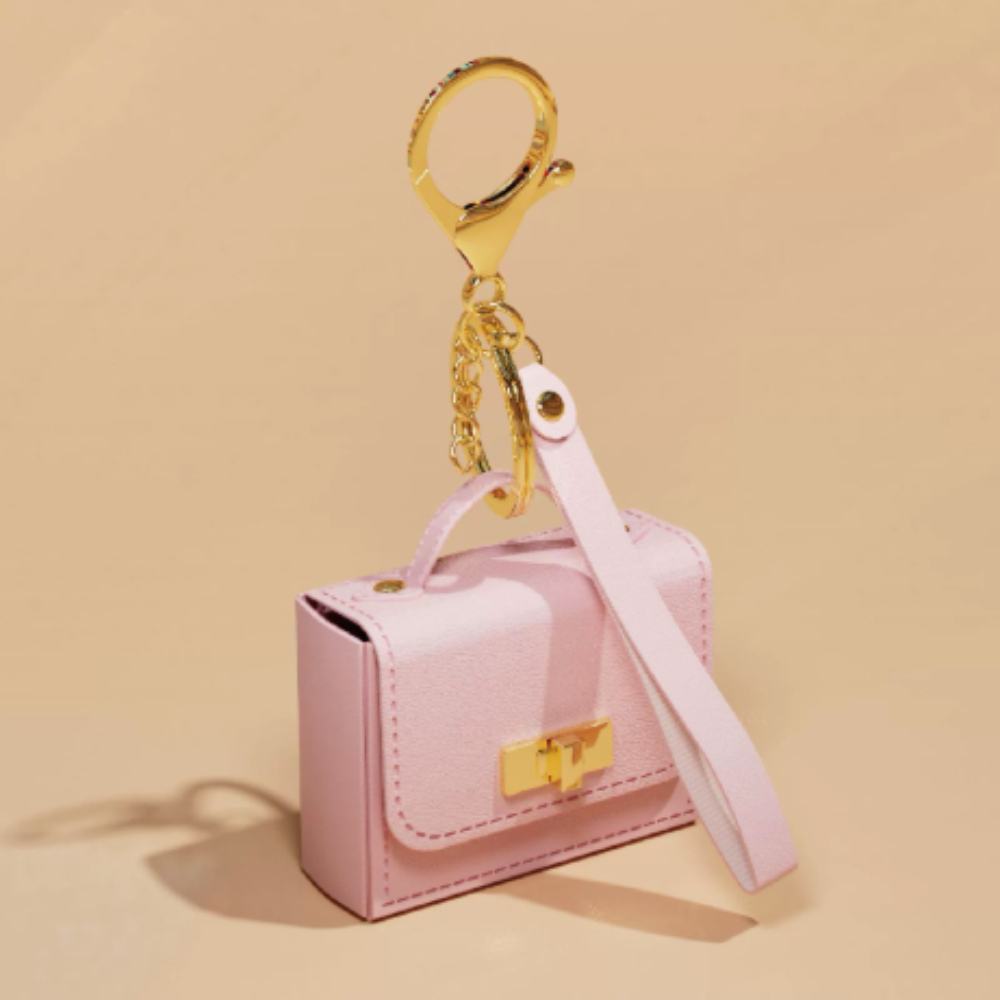TEMU 1pc Mini Portachiavi a Forma di Borsa - Portamonete con Dorati, Design per Chiavi e Monete, Disponibile , Rosa, e Ciondoli per Borse |
