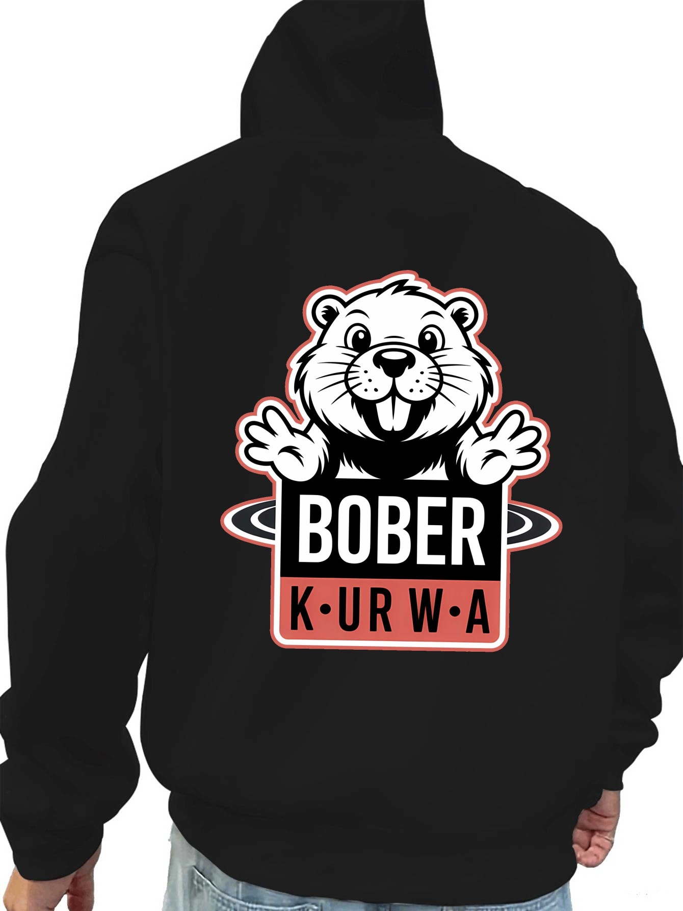 Pavasarinis unisex laisvalaikio juodas džemperis su gobtuvu, mielas beverio grafikos ilgomis rankovėmis gobtuvas