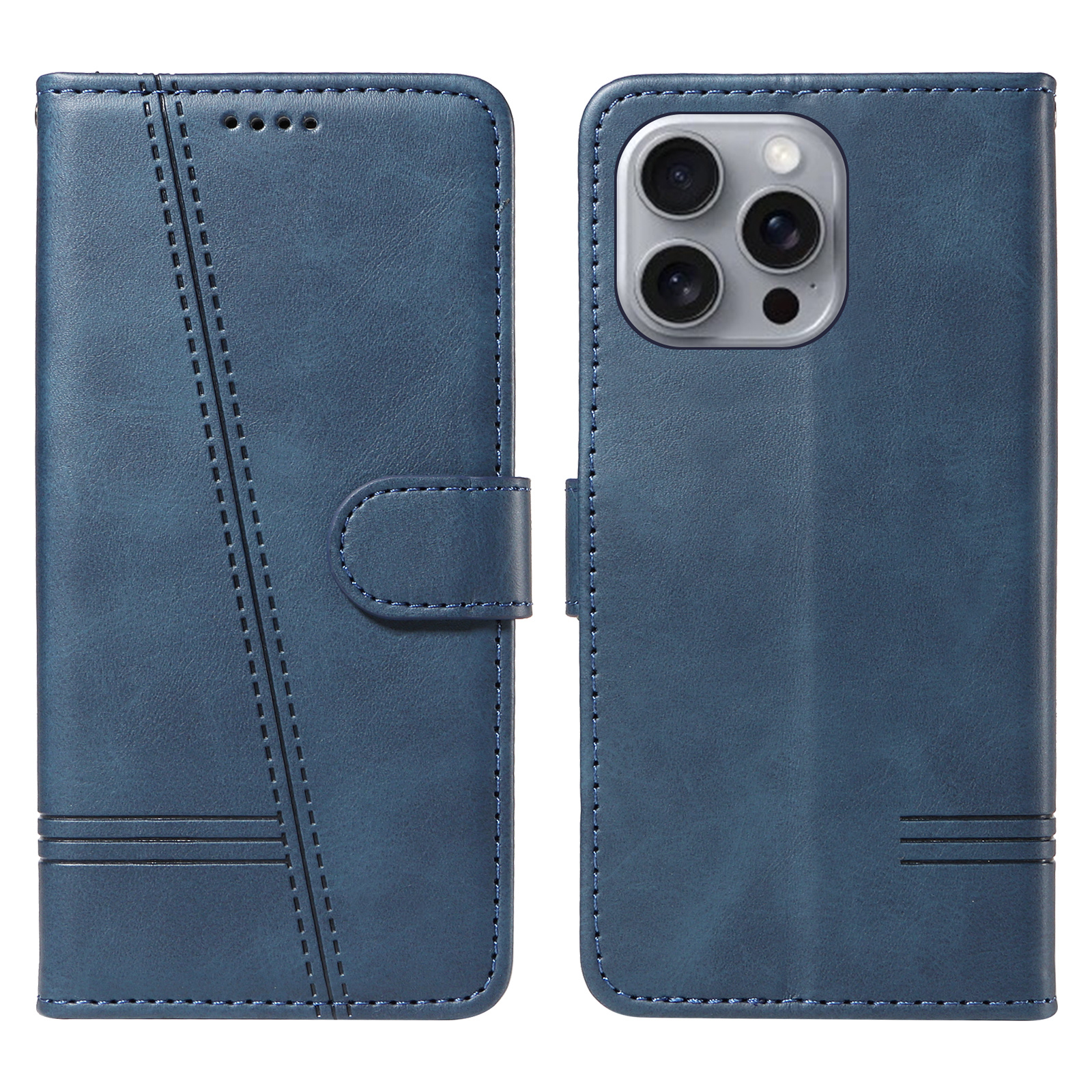TEMU A Blue T-shaped Pressure Line Leather Case With A Minimalist Style, Ultra-thin And Versatile For Business Use. A Full-cover, Shockproof Phone