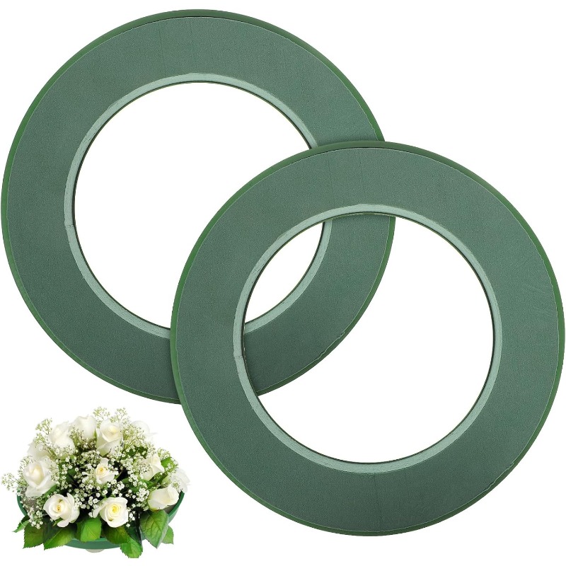 2pcs floral foam ring flower foam wreath base with suction cup wet floral foam wreath for artificial   for wedding car table centerpiece florist flower arrangement
