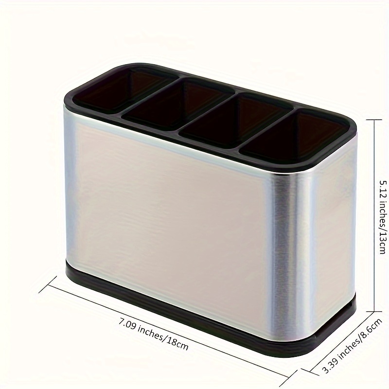 TEMU Heavy-duty Stainless Steel Kitchen Organizer - Space- Knife, Fork, Chopstick, Spoon Storage Box With Tension Fit - Countertop Cabinet Organizer