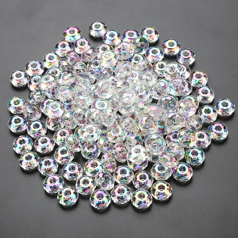 TEMU 100pcs Of 15mm Transparent Acrylic Beads With A Large Hole, Perfect For Fashion Jewelry Such As Handmade Bracelets, Necklaces, Earrings,