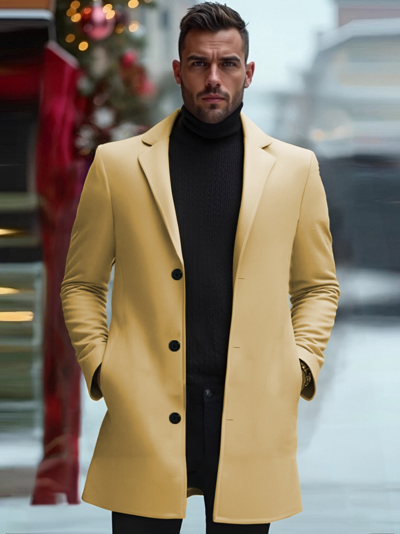 mens fit tweed overcoat elegant length casual Temu Pakistan