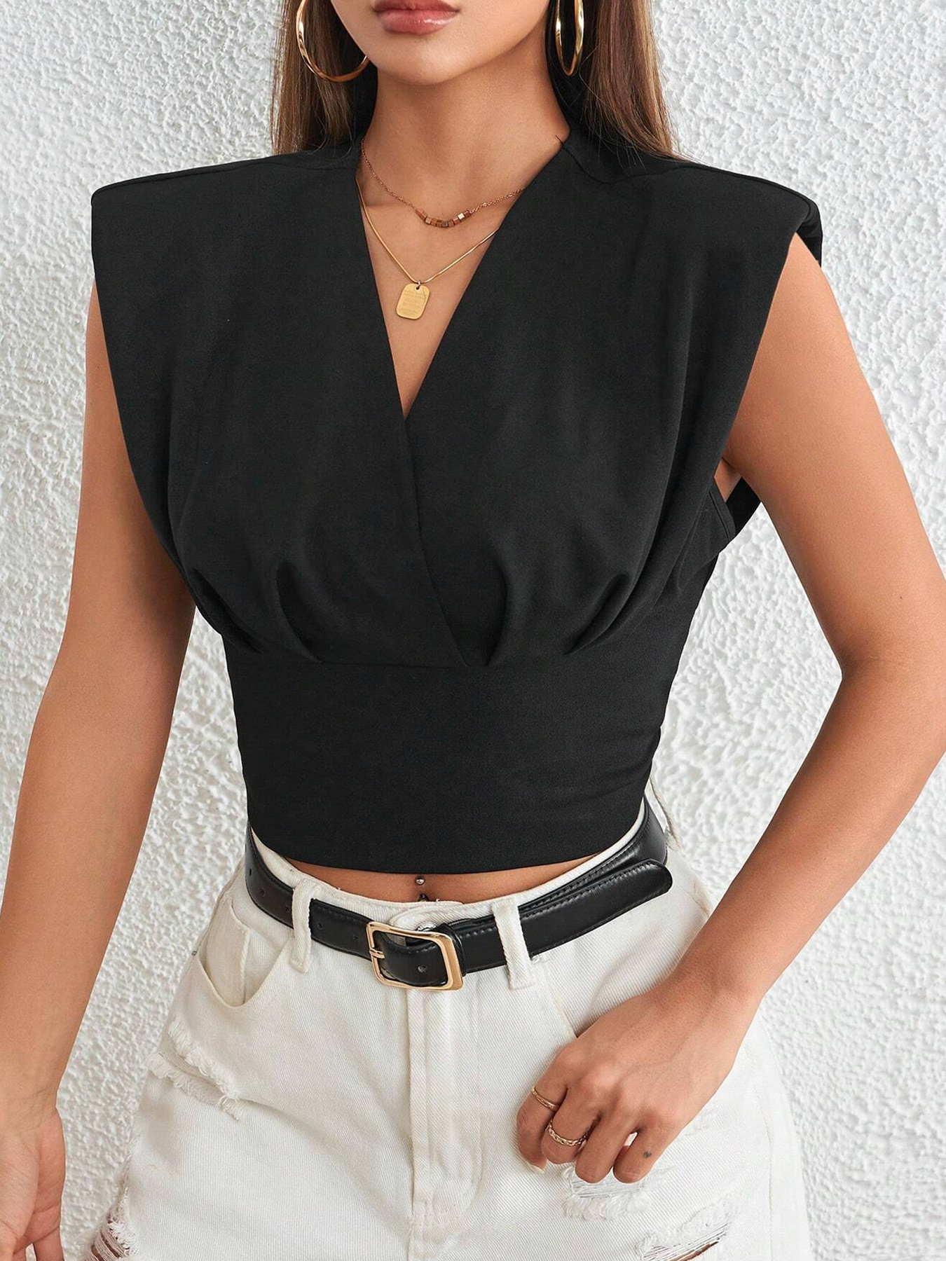 womens elegant v neck peplum tank fit summer top Temu Brazil