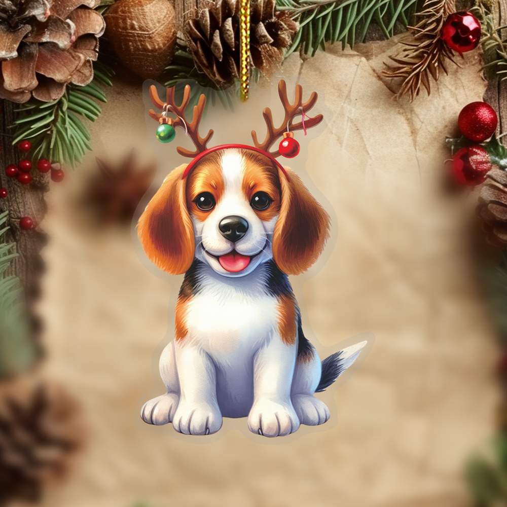 

Beagle Dog Christmas Ornament - Acrylic Keepsake For Tree Decoration, Perfect Gift For Pet Lovers