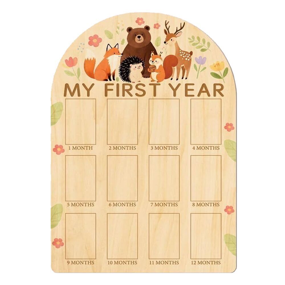 TEMU 2d Flat, 1pc Bohemian Growth Photo Board Wall-mounted Milestone Chart Animal Theme Decor Suitable For Photos, Birthdays, Showers, Wall Display -