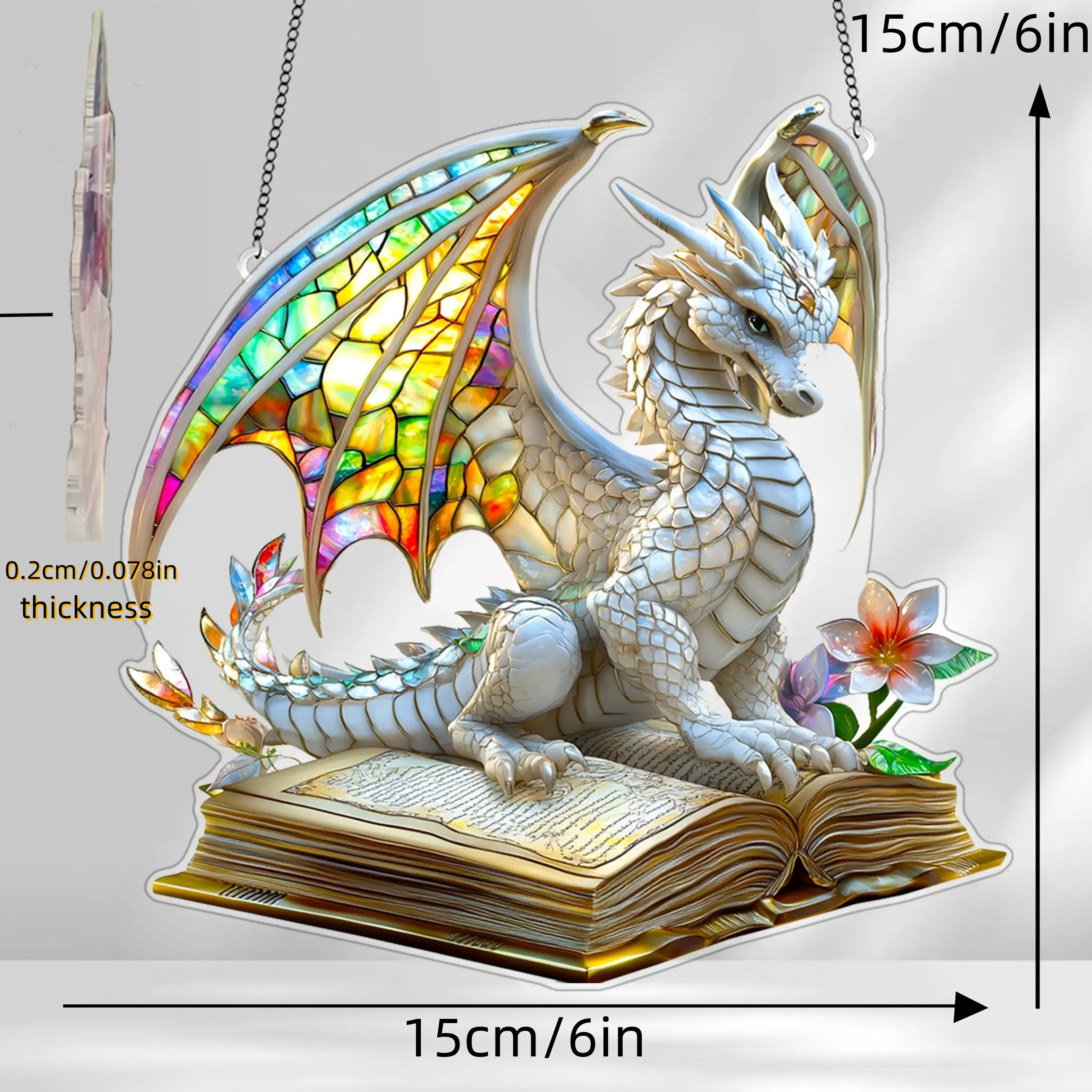 TEMU 2d Flat - 2d Plane Acrylic Printing, Fantasy Dragon Acrylic Suncatcher, Multifunctional Window And Car Decoration, Suitable For Home, Office,