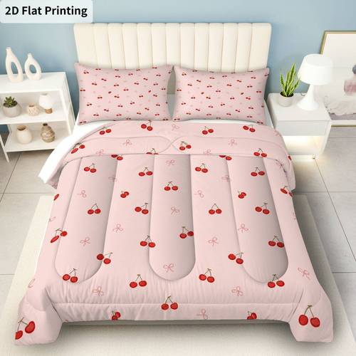 conjunto de colcha 2 de 3 peças, 280gsm acolchoado com estampa digital/ roupa de cama de fibra sintética (1 colcha + 2 fronhas sem enchimento) para quarto, dormitório, casa, lavável à máquina, 2d