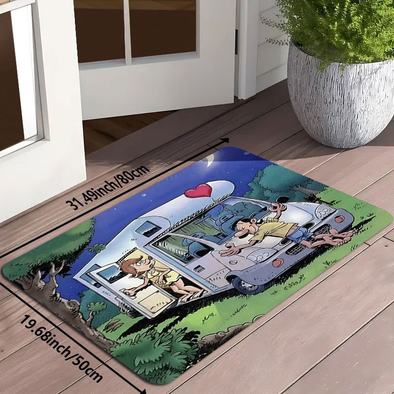 TEMU 1pc Soft Flannel Van Floor Mat Suitable For Car, /outdoor Camping, Rv Terrace & Door - Machine Washable Cozy, - - Vehicle Mat