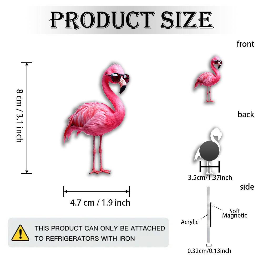 E-shop 2er-Set Rosa Flamingo Magnete mit stylischem Brillen-Design - Entzückende 2D Acryl Kühlschrankmagnete, geeignet für Zimmer, Kühlschränke und