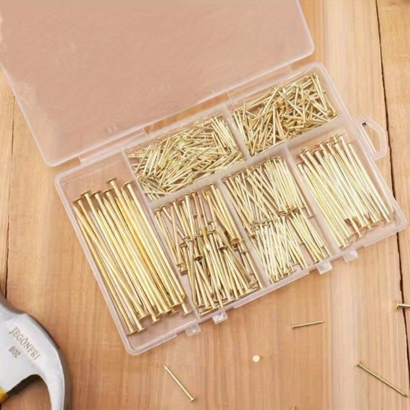 Image of 280pcs Hardware Nails Assortment Kit, Picture Hanging Nails, Wood Nails, Wall Nails With Storage Box, 6 Sizes