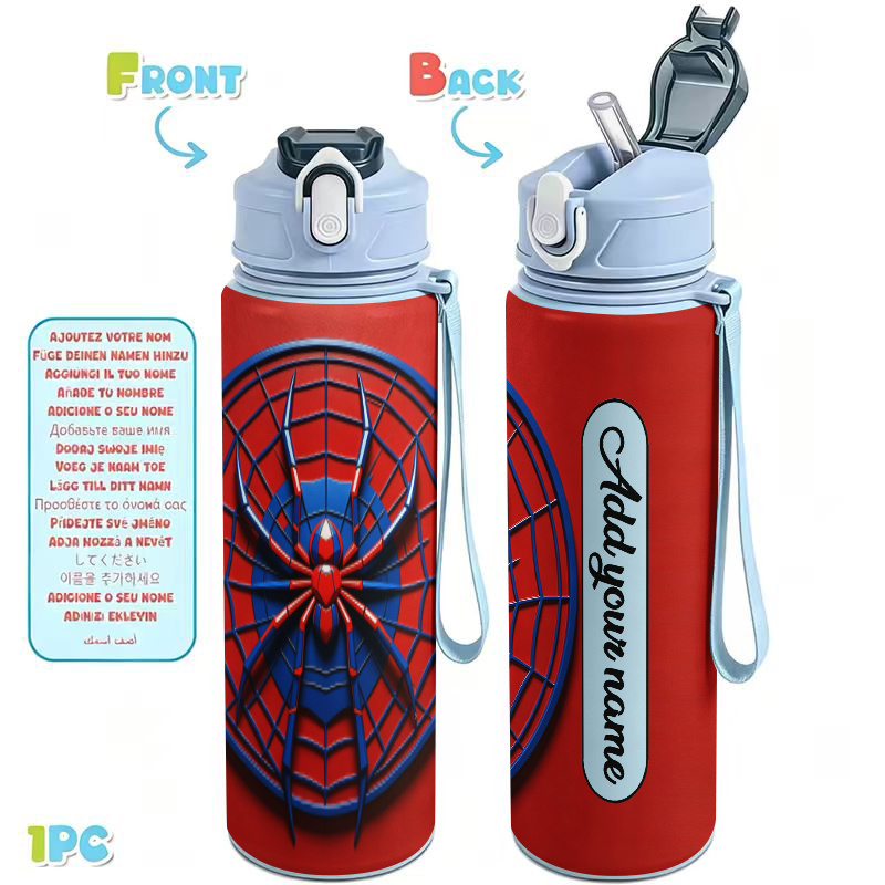 TEMU Botella de personalizada con foto, imagen y texto de , 1 pieza, 750 ml / 25 oz, a prueba de fugas, estilo con rojos y azules sobre una con ,