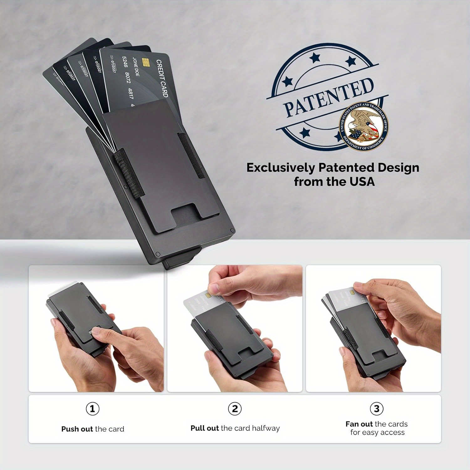 Men's Slim Aluminum Wallet with Money Clip - Holds 20 Cards & Bills, RFID Blocking Card Holder with Smart Slot, Minimalist Pop-Up Design, Durable Nylon Lining - Ideal Gift for Men (Black)