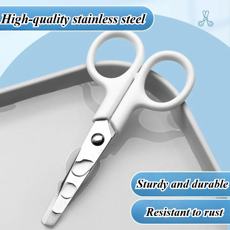 TEMU 1pc White Round Tip Mini Safety Scissors, Stainless Steel Multipurpose Office Craft Scissors, Small Precision Shears For Paper Cutting, Office