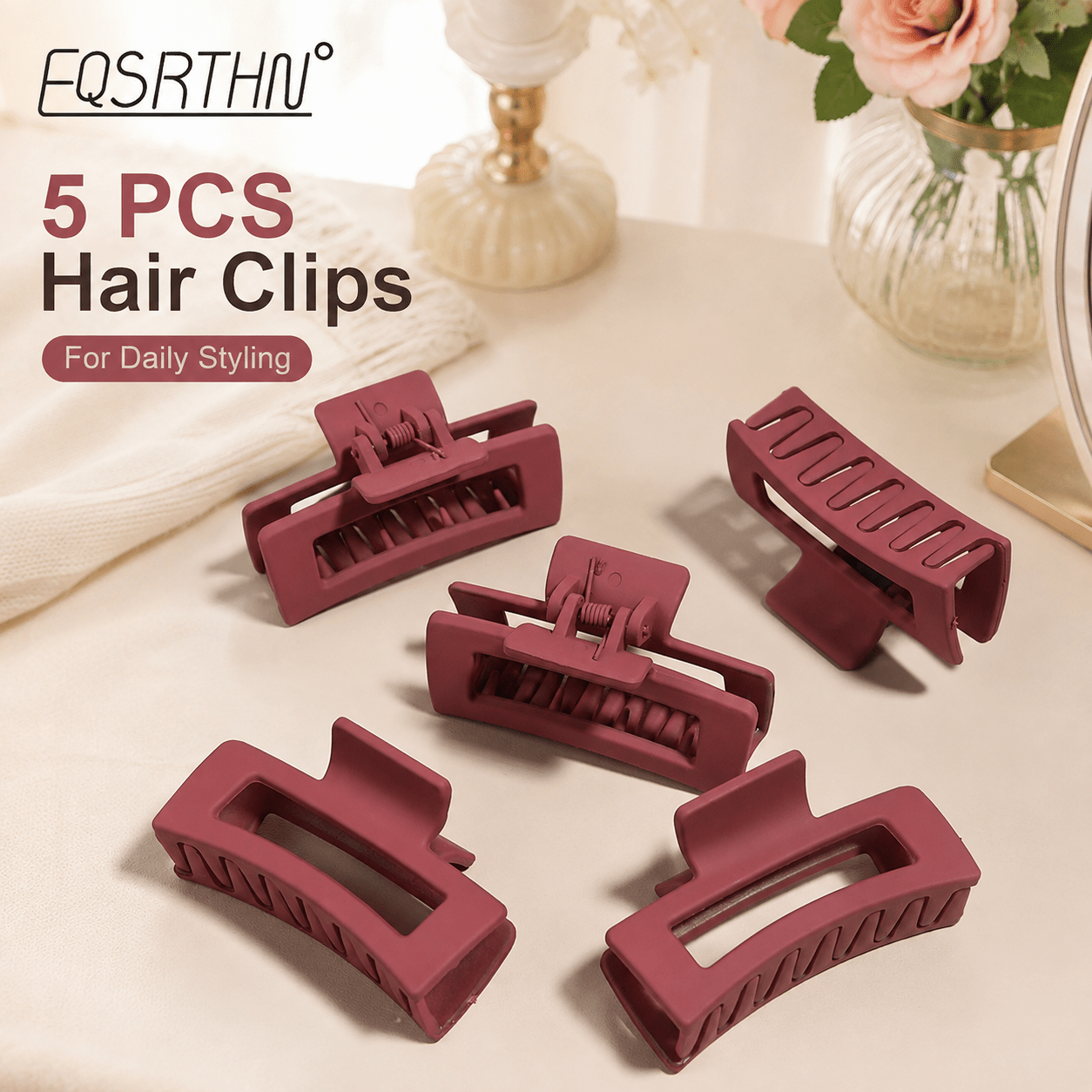 5pcs Matte End Strong Hold Hair Claw Clip Set